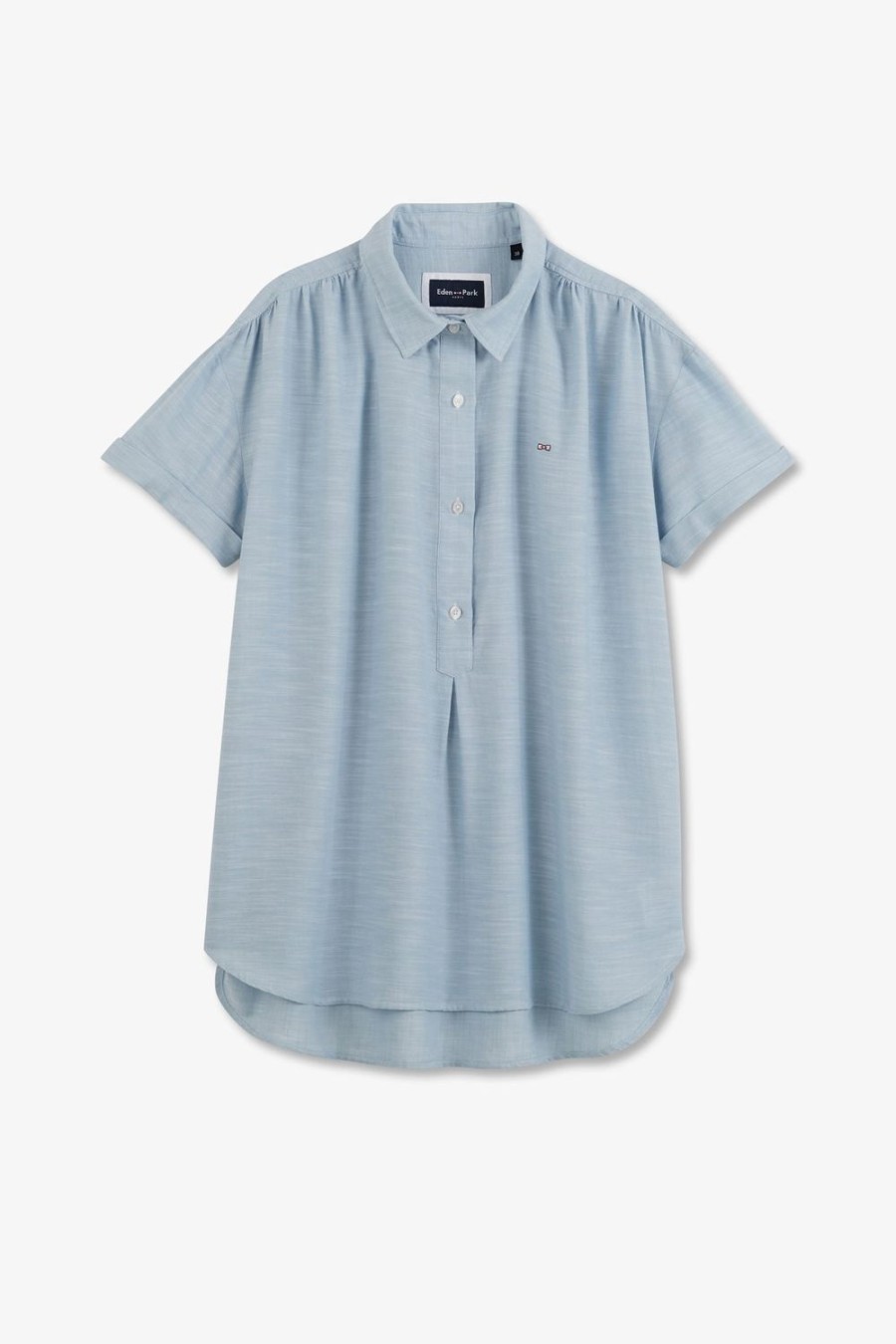 Eden Park Light Blue Short-Sleeved Blouse | Shirts