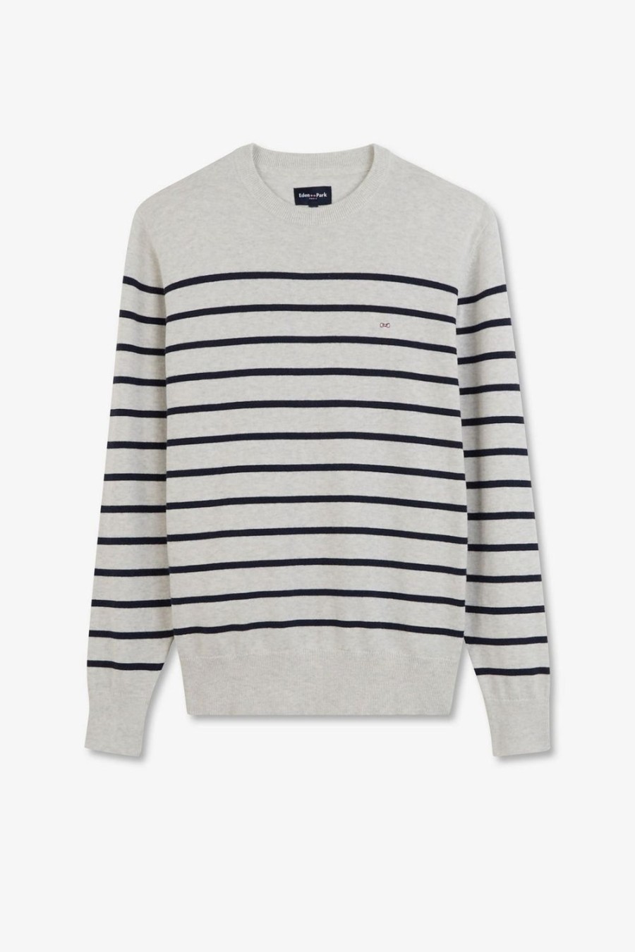 Eden Park Grey Striped Jumper | Sweaters