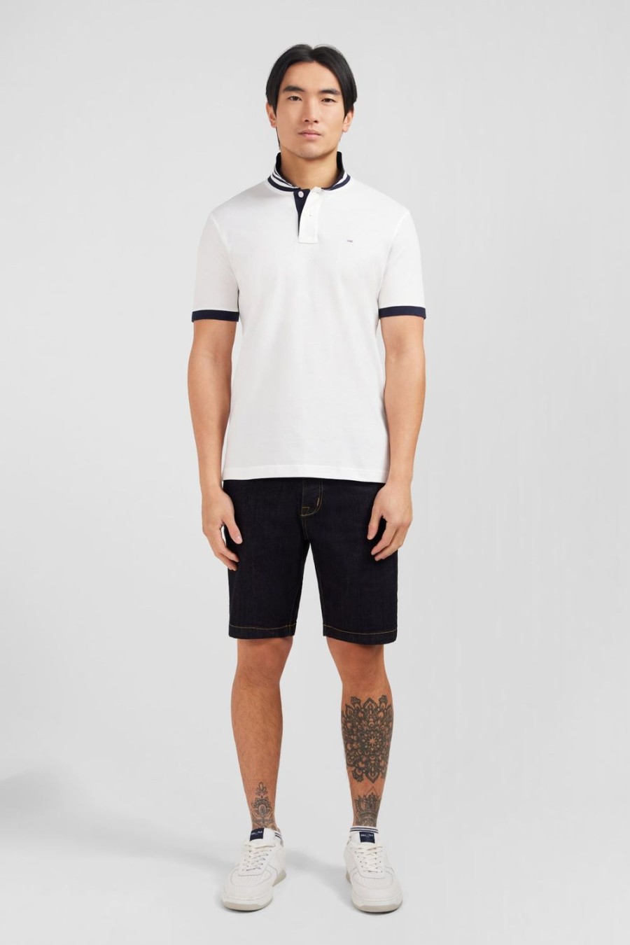 Eden Park White Pima Cotton Polo With Contrasting Accents | Polos