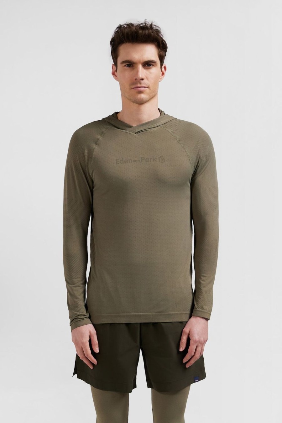 Eden Park Khaki Green Hoodie With Striped Sleeves | Sweatshirts