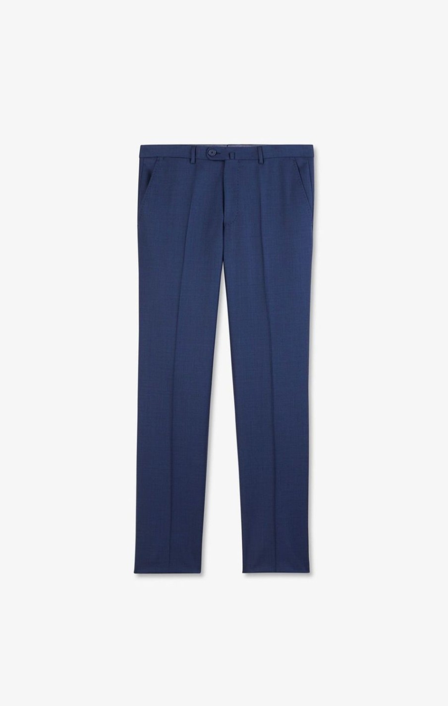 Eden Park Pantalon Regular Bleu En Laine A Plis Casses | Pants