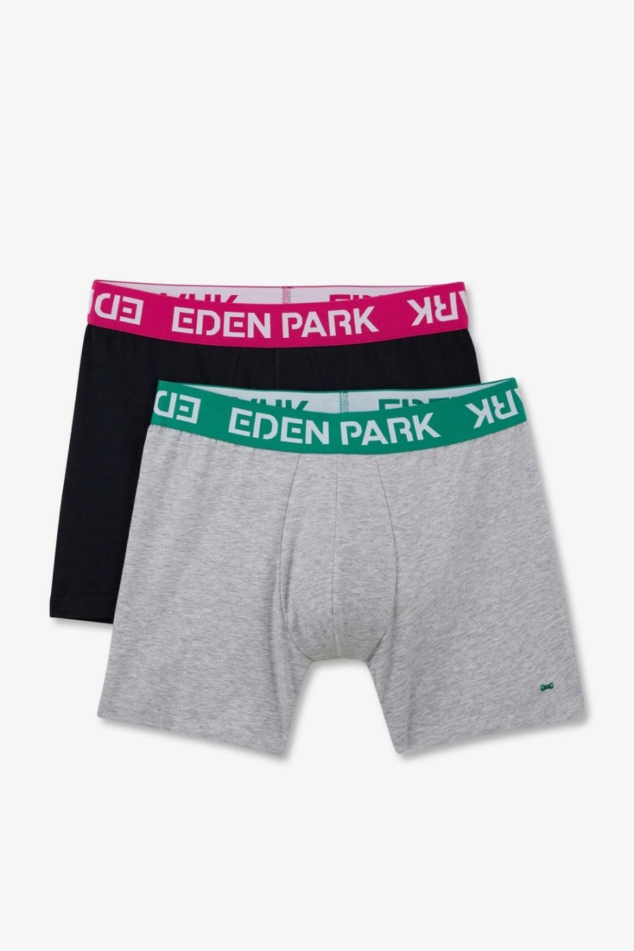 Eden Park Pack Of 2 Blue And Grey Boxer Shorts With Contrasting Waistband | Underwear