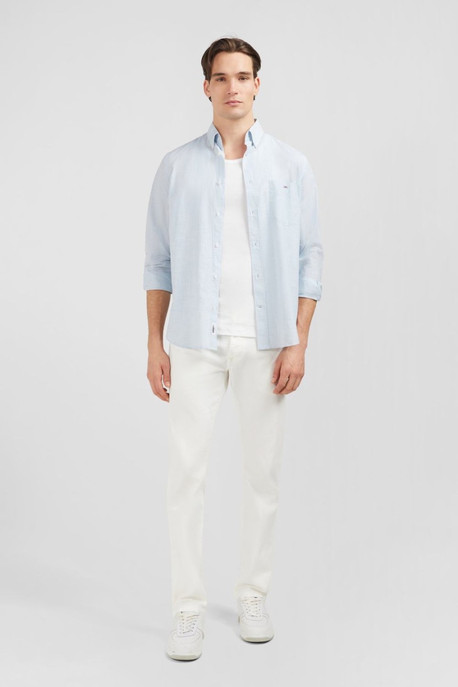 Eden Park Light Blue Shirt In Cotton Dobby | Shirts