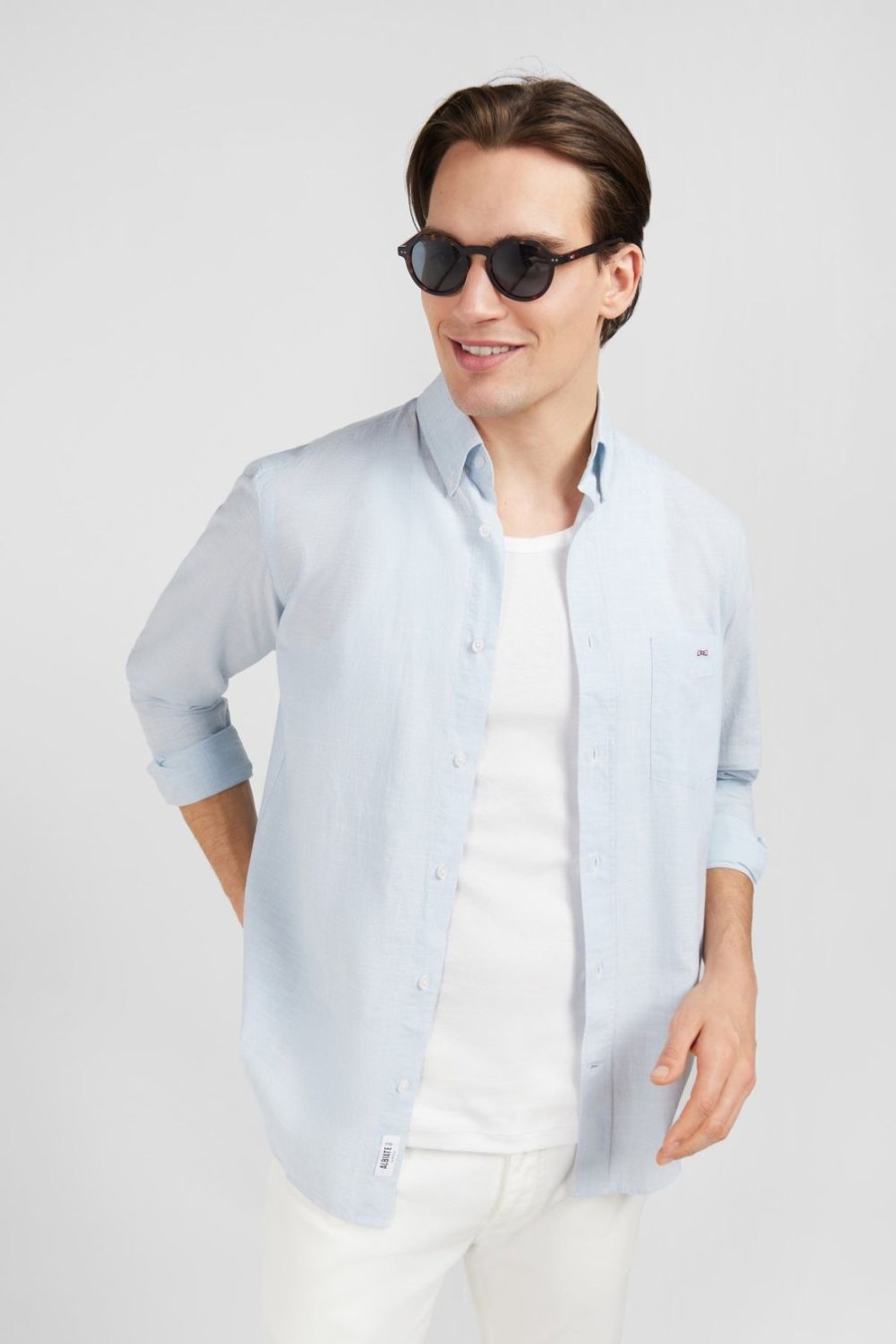 Eden Park Light Blue Shirt In Cotton Dobby | Shirts