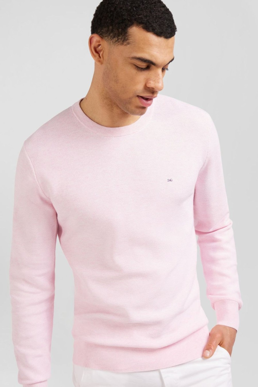 Eden Park Pink Jumper In Decorative Cable Knit | Sweaters