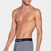 Eden Park Pack Of 2 White Boxer Shorts With Navy Blue Stripes And Dark Blue Plain Fabric | Underwear