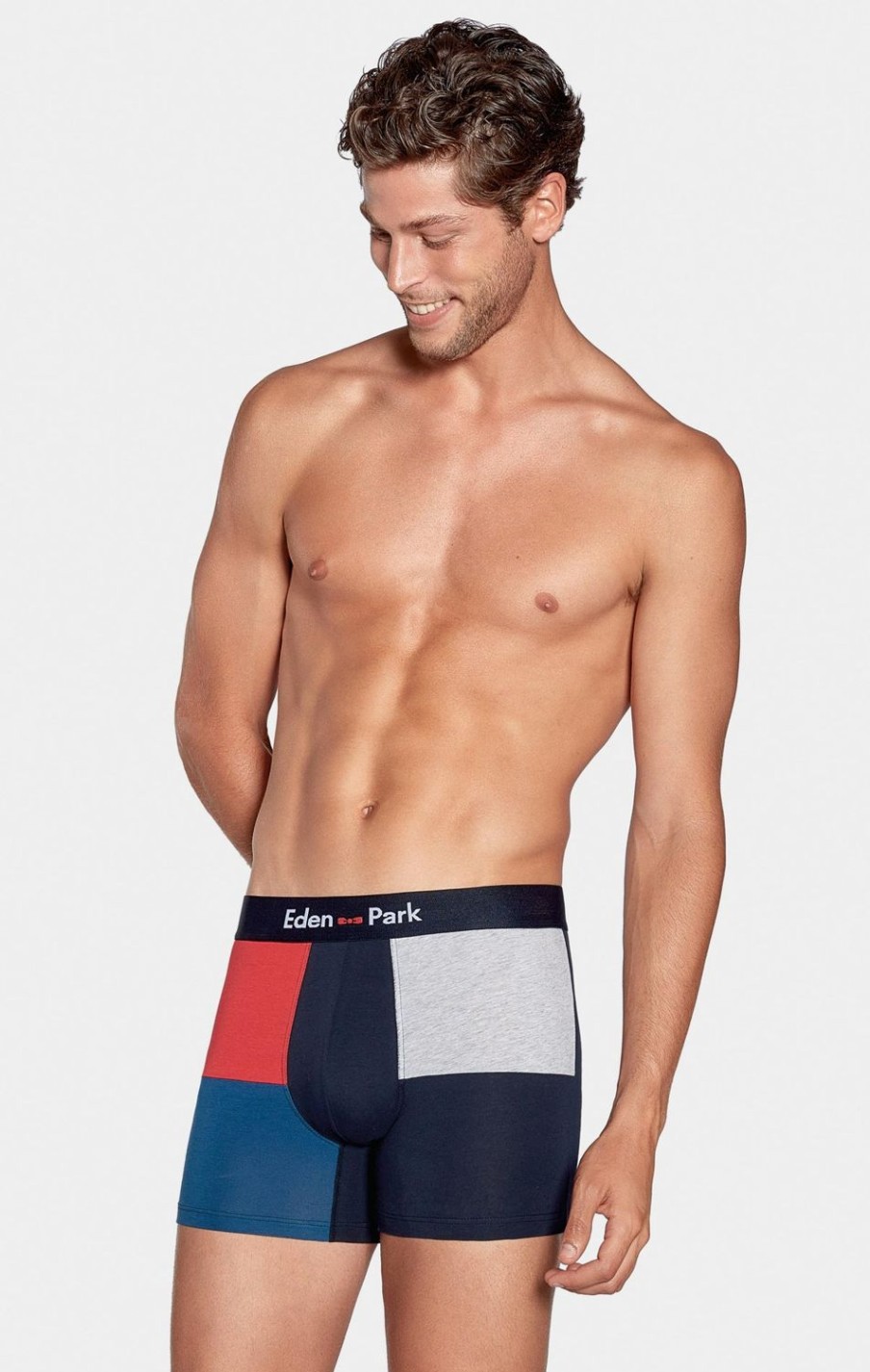 Eden Park Colorblock Navy, Red And Grey Boxers In Stretch Cotton | Underwear