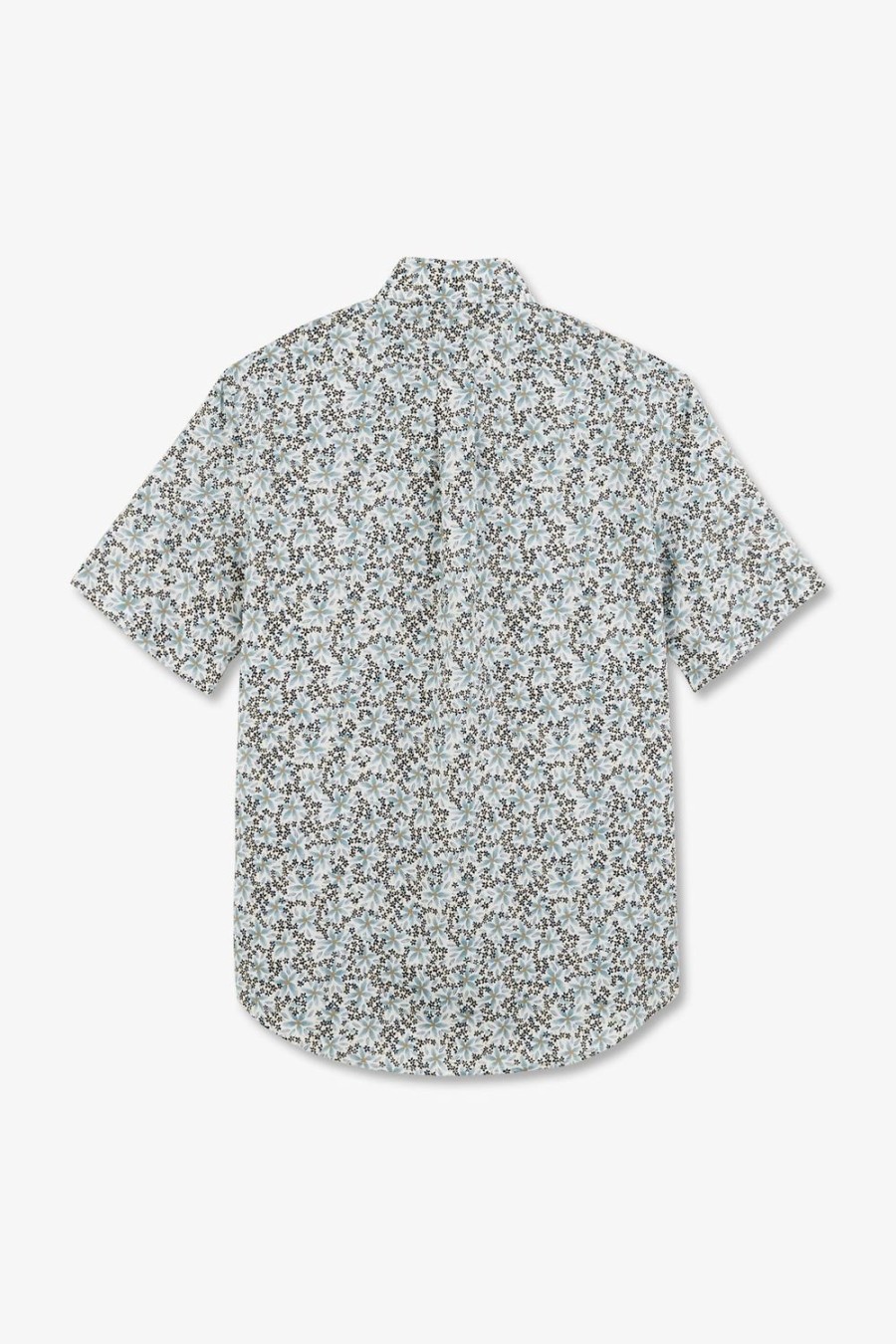 Eden Park Off-White Printed Cotton Shirt In Regular Cut | Short-Sleeved Shirts