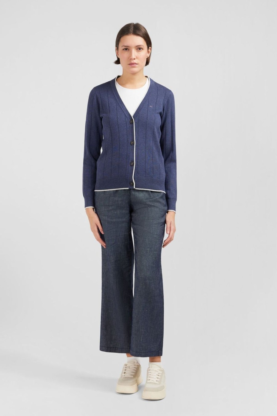 Eden Park Blue Buttoned Cardigan In Knitwear | Cardigans