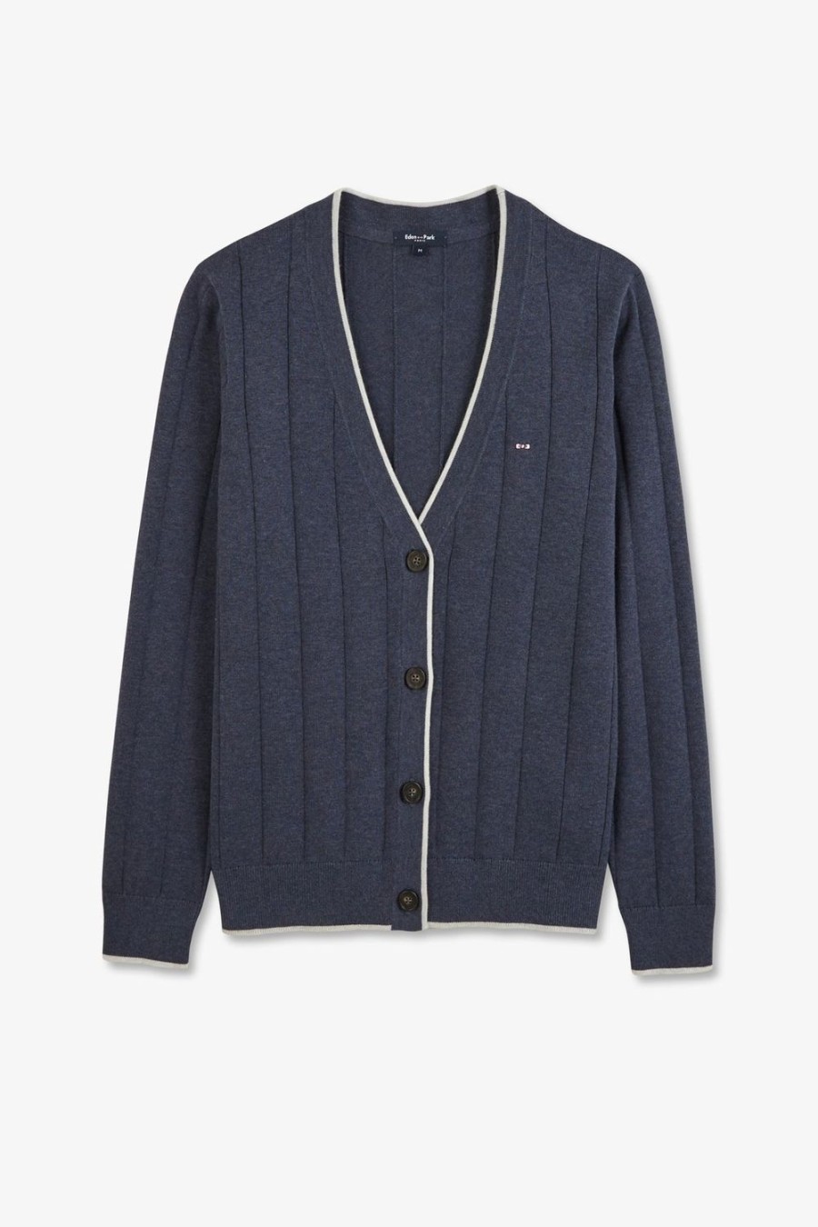 Eden Park Blue Buttoned Cardigan In Knitwear | Cardigans