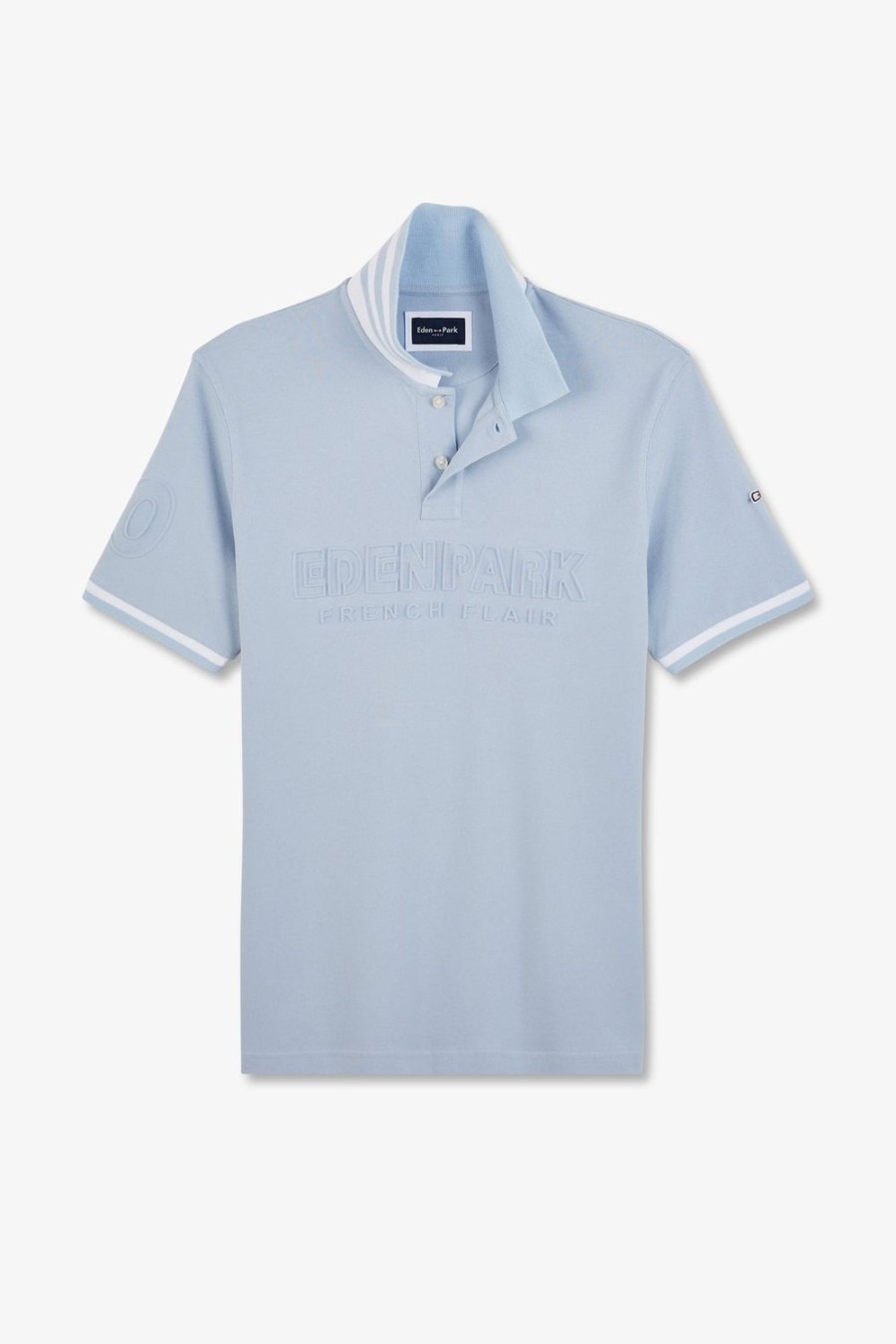 Eden Park Plain Light Blue Short-Sleeved Polo Shirt | Polos