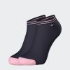 Eden Park Navy Low-Cut Socks In Stretch Cotton With Pink Edges | Socks