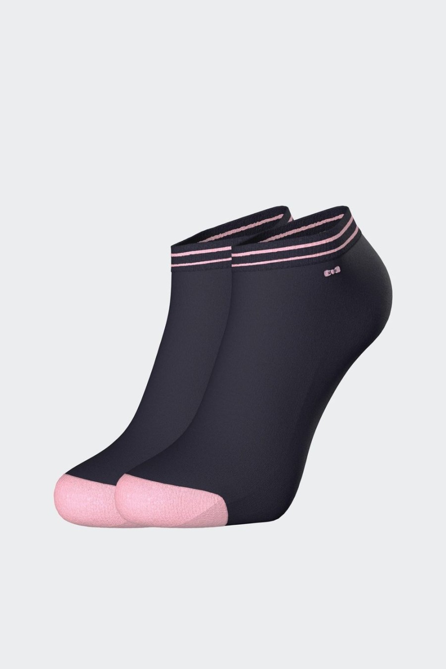 Eden Park Navy Low-Cut Socks In Stretch Cotton With Pink Edges | Socks