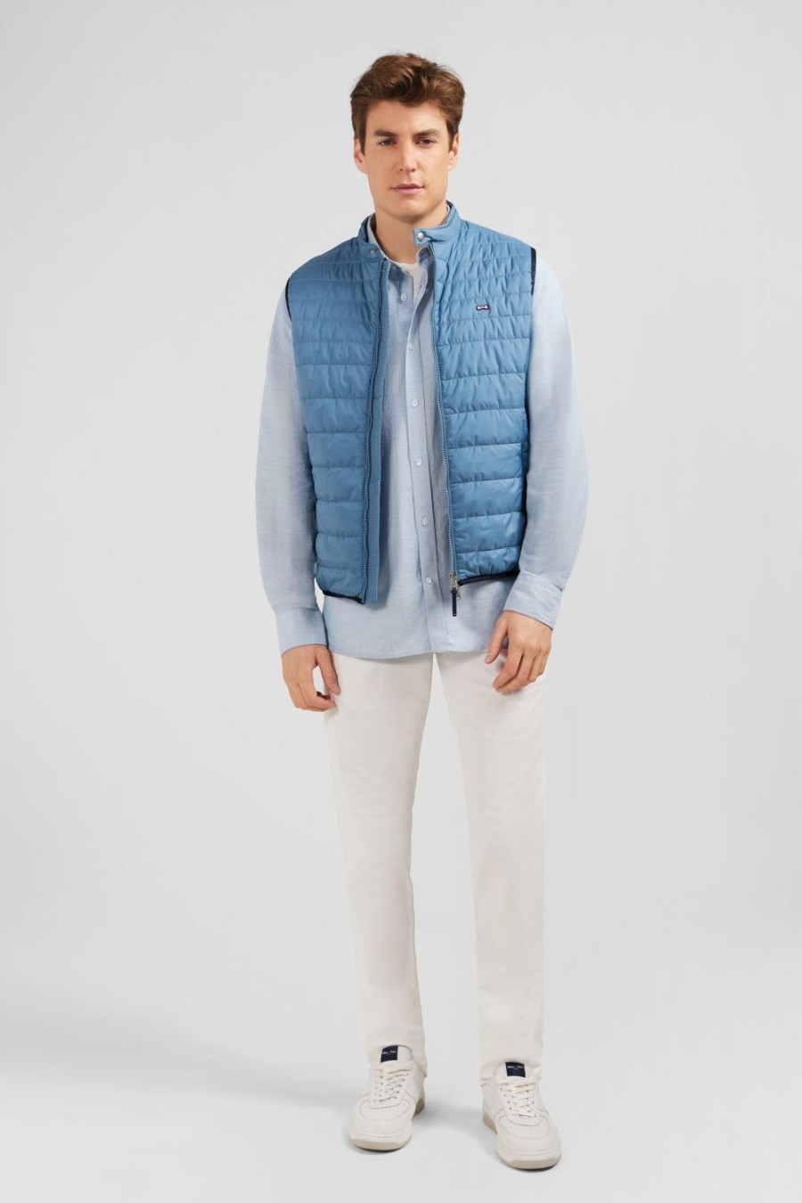 Eden Park Light Blue Sleeveless Puffa Jacket | Coats