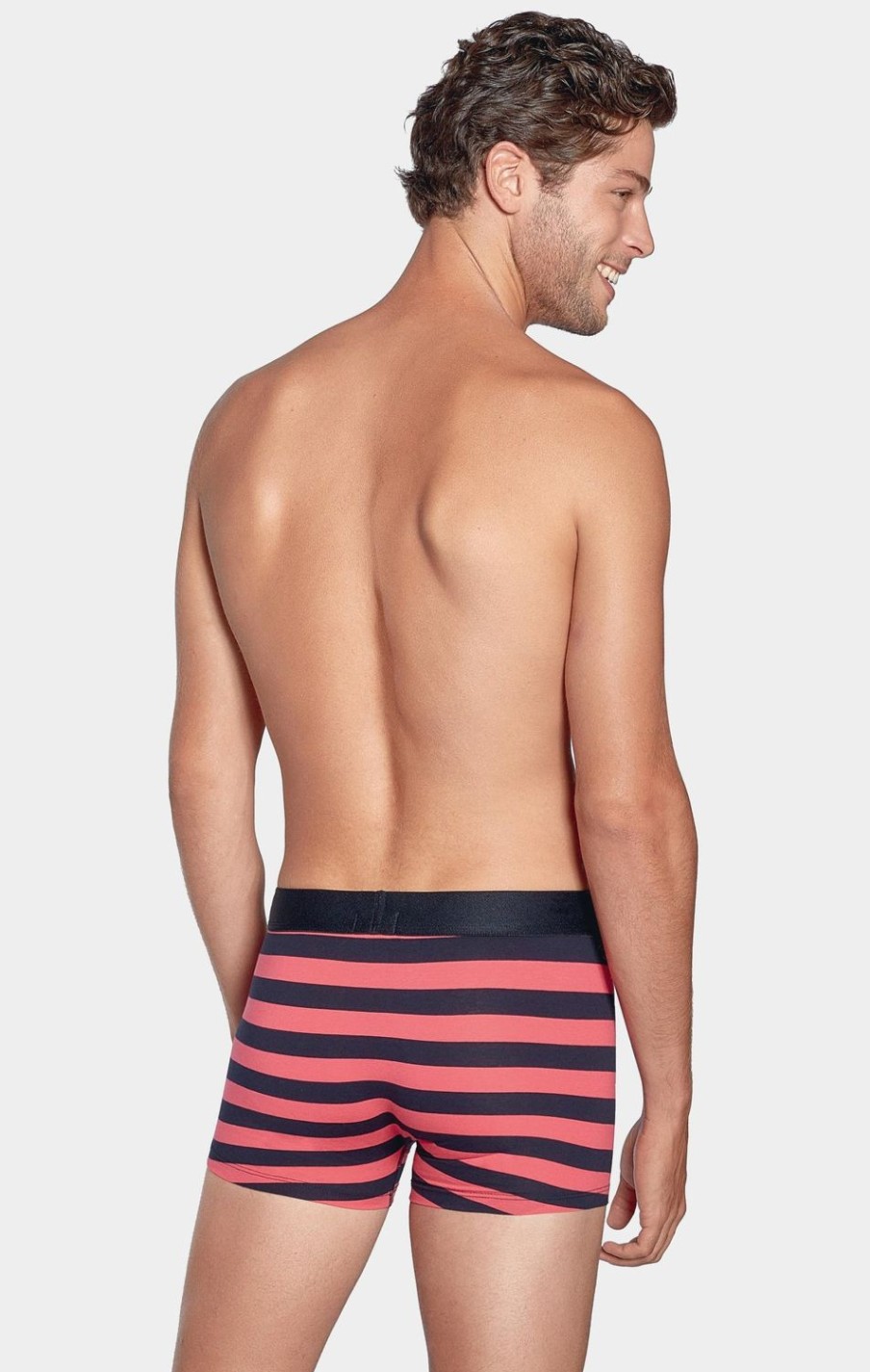 Eden Park Navy And Red Striped Boxers In Stretch Cotton | Underwear