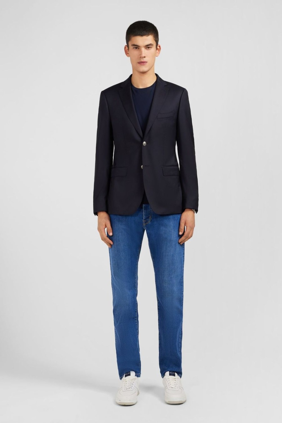 Eden Park Slim Fit Navy Blue 100% Wool Blazer | Jackets