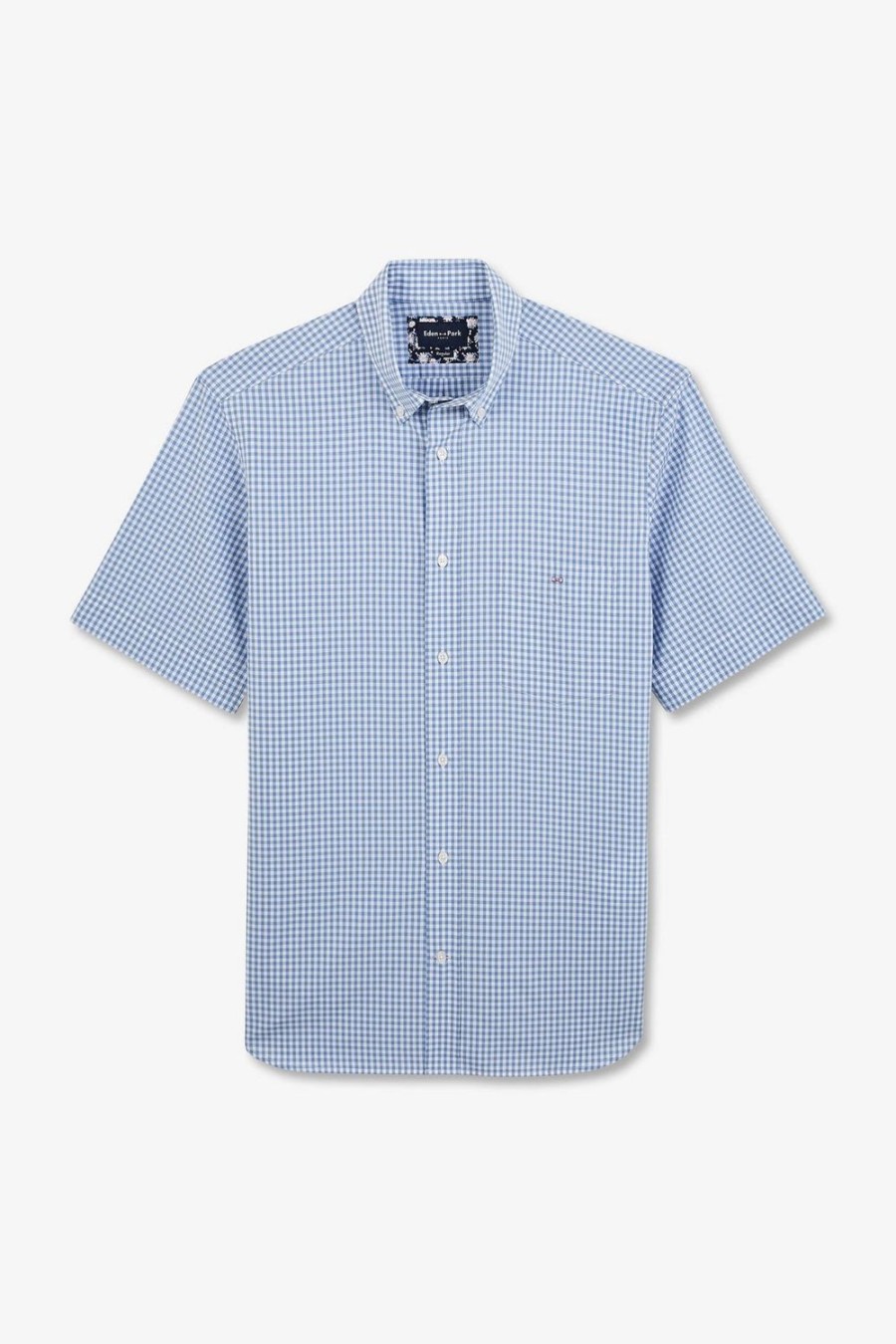 Eden Park Blue Checked Shirt | Short-Sleeved Shirts