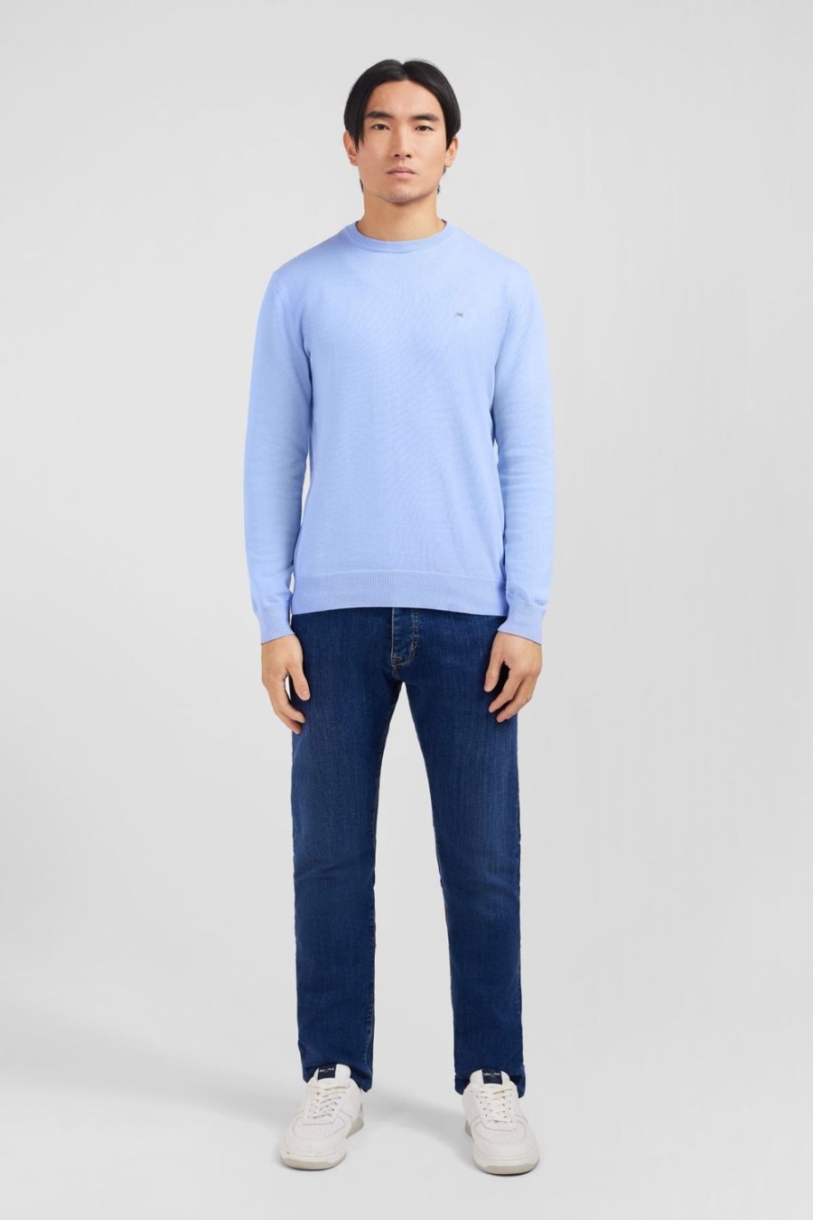 Eden Park Crew Light Blue Cotton Jumper | Sweaters