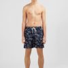 Eden Park Navy Blue Swim Shorts With Exclusive Leaves Print | Swimwear