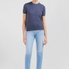 Eden Park Plain Blue Short-Sleeved Polo Jumper | Sweaters