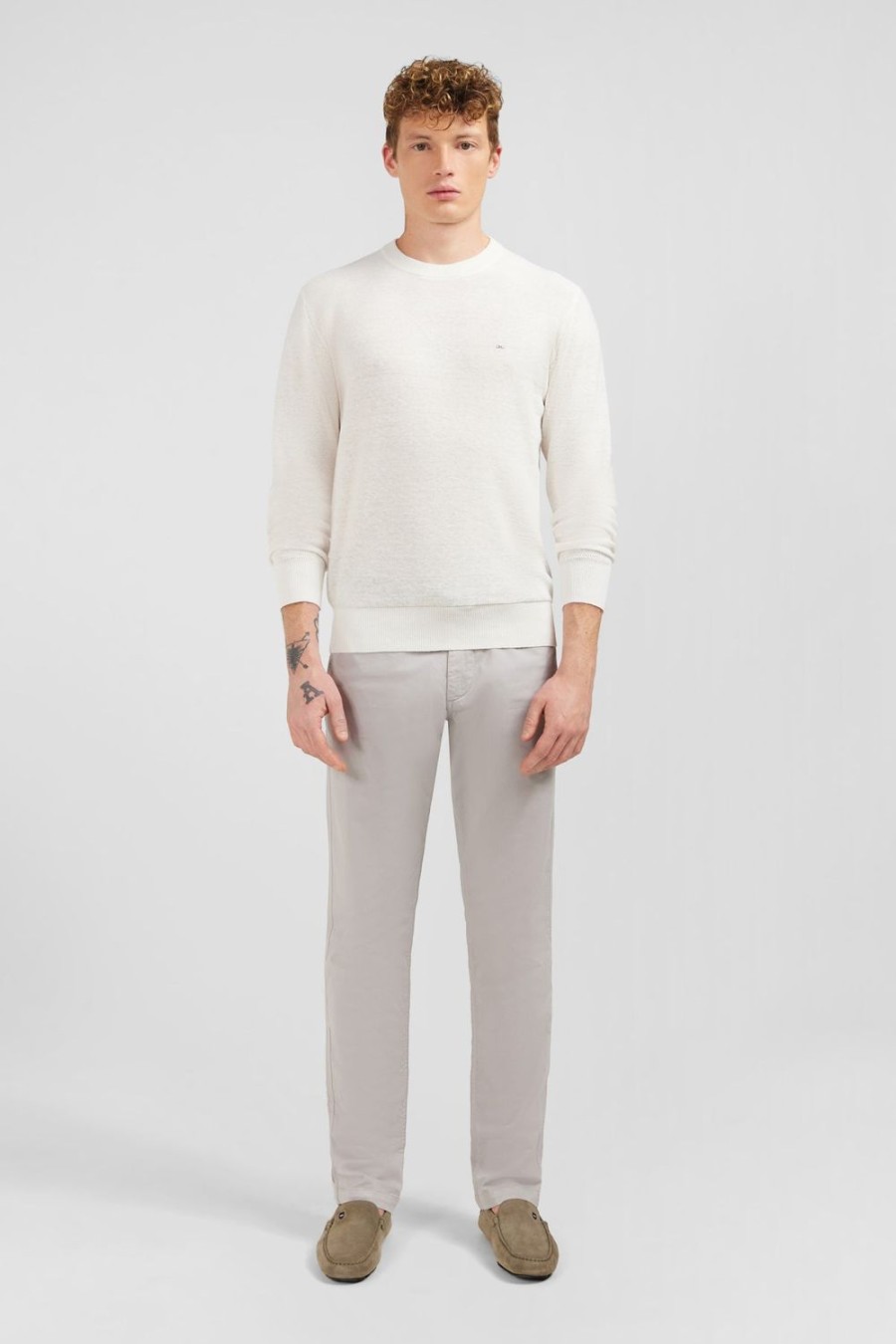 Eden Park White Jumper In A Linen Blend | Sweaters