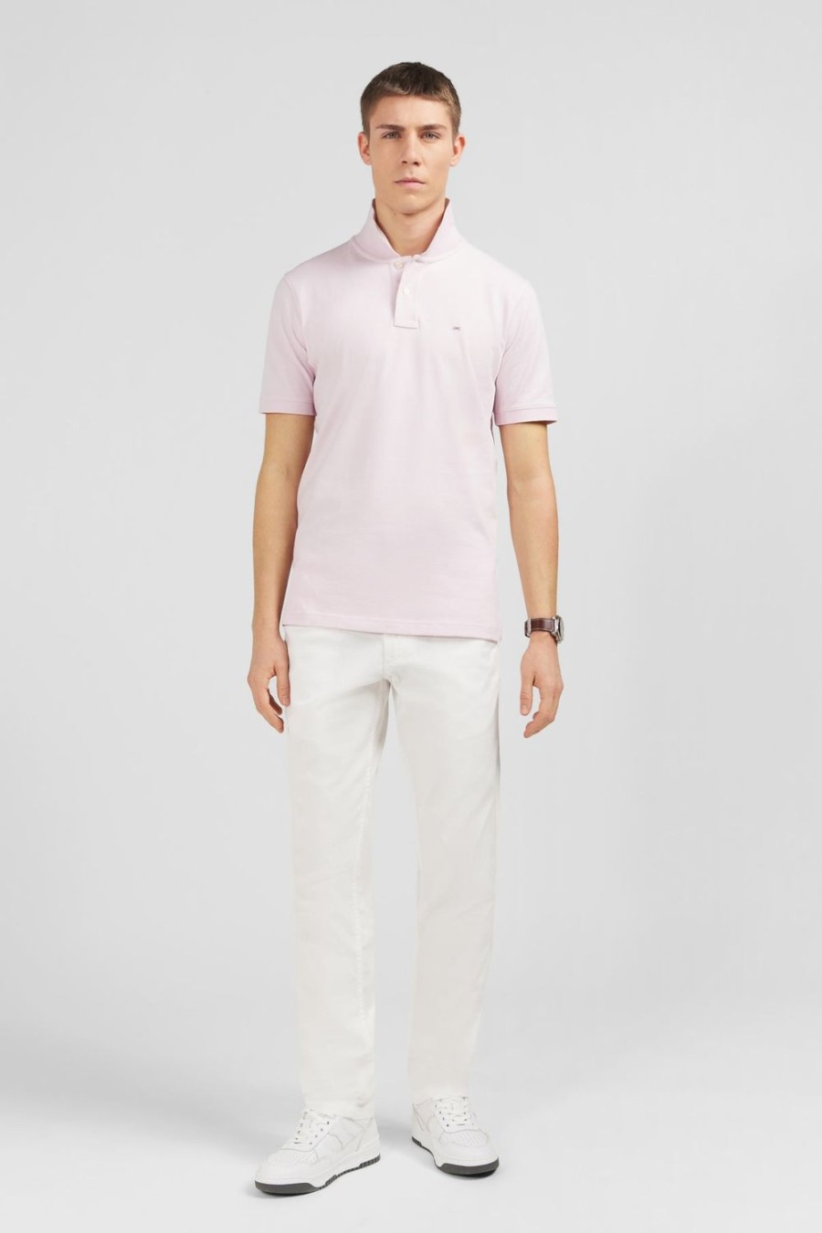 Eden Park Plain Pink Short-Sleeved Polo Shirt | Polos