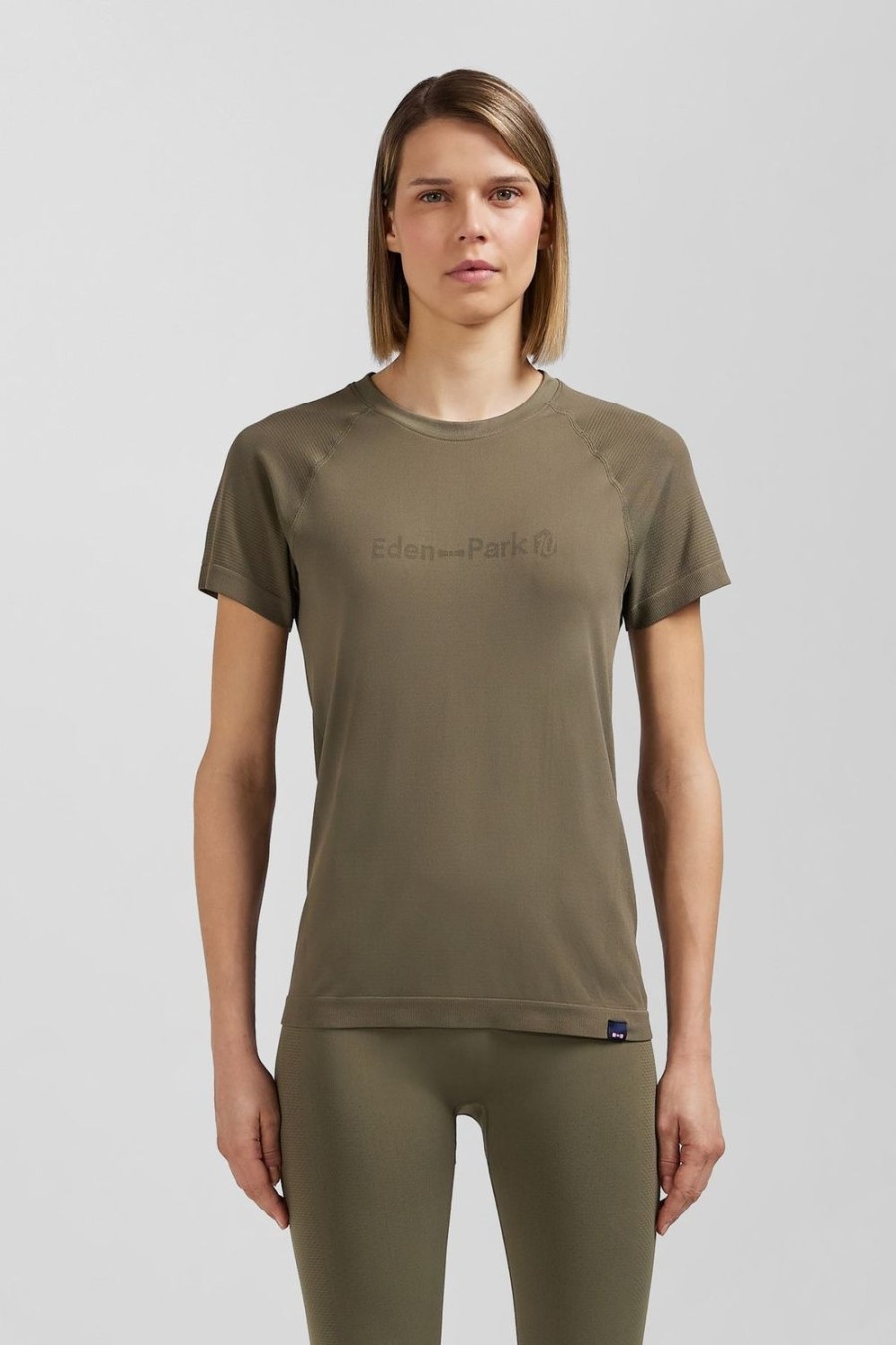 Eden Park Khaki Green Short-Sleeved Sports T-Shirt With Striped Details | T-Shirts