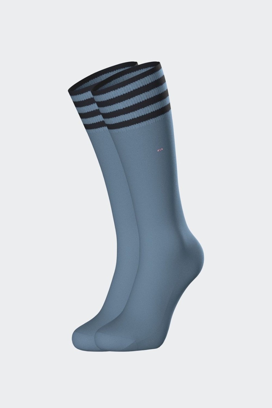 Eden Park Stretch Cotton Blue Socks With Striped Edges | Socks