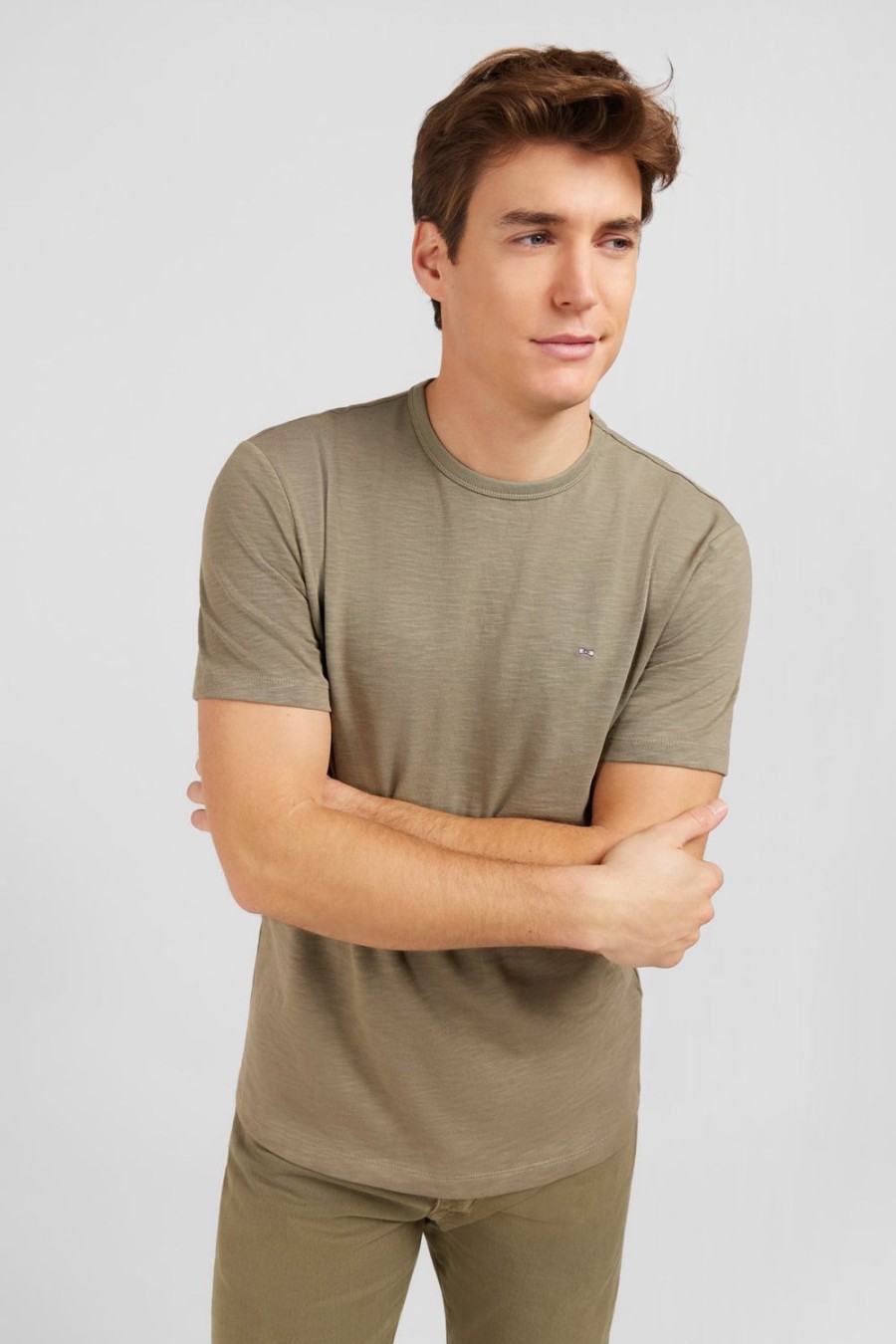 Eden Park Beige T-Shirt In Flamme Cotton | T-Shirts