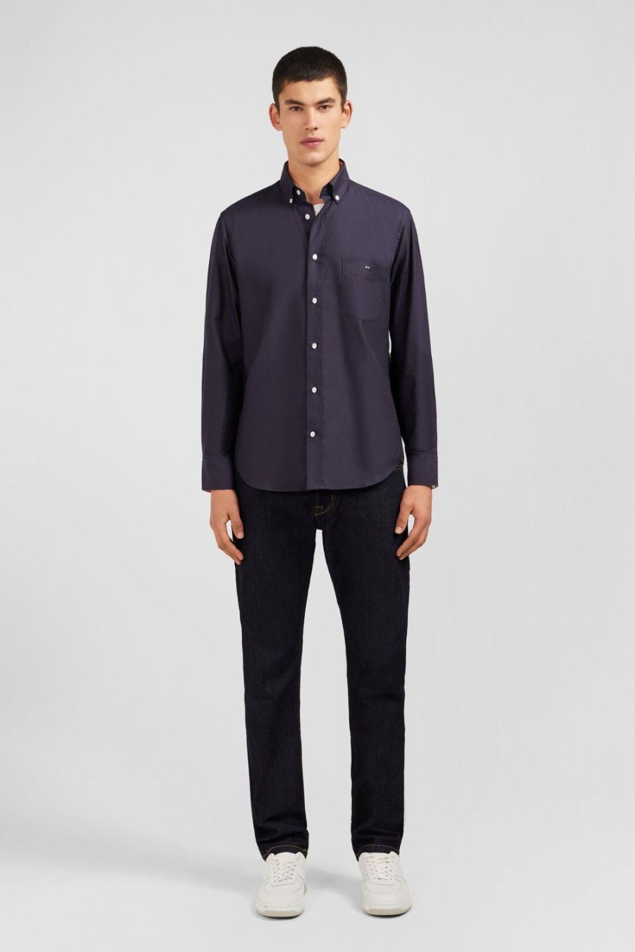 Eden Park Dark Grey Plain Cotton Shirt | Shirts