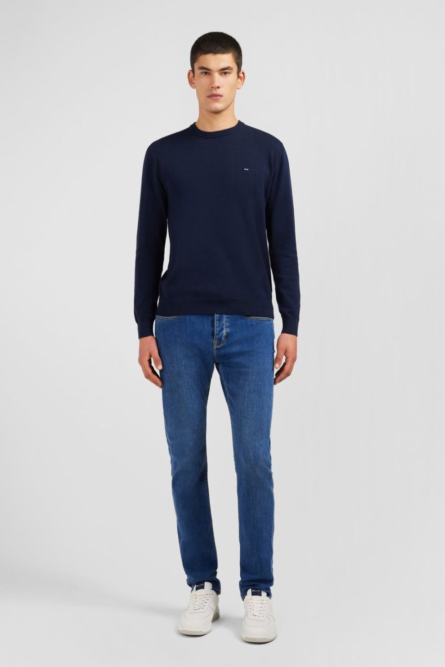 Eden Park Crew Navy Blue Cotton Jumper | Sweaters