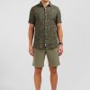 Eden Park Khaki Shirt With Exclusive Leaf Print | Short-Sleeved Shirts