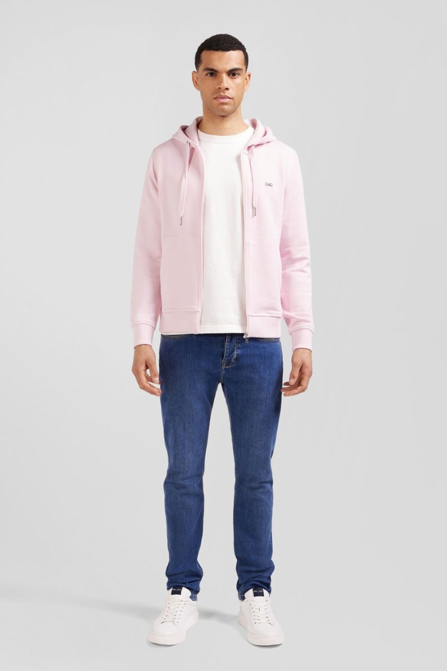 Eden Park Pink Fleece Zipped Hoodie With Bow Tie Embroidery | Sweatshirts