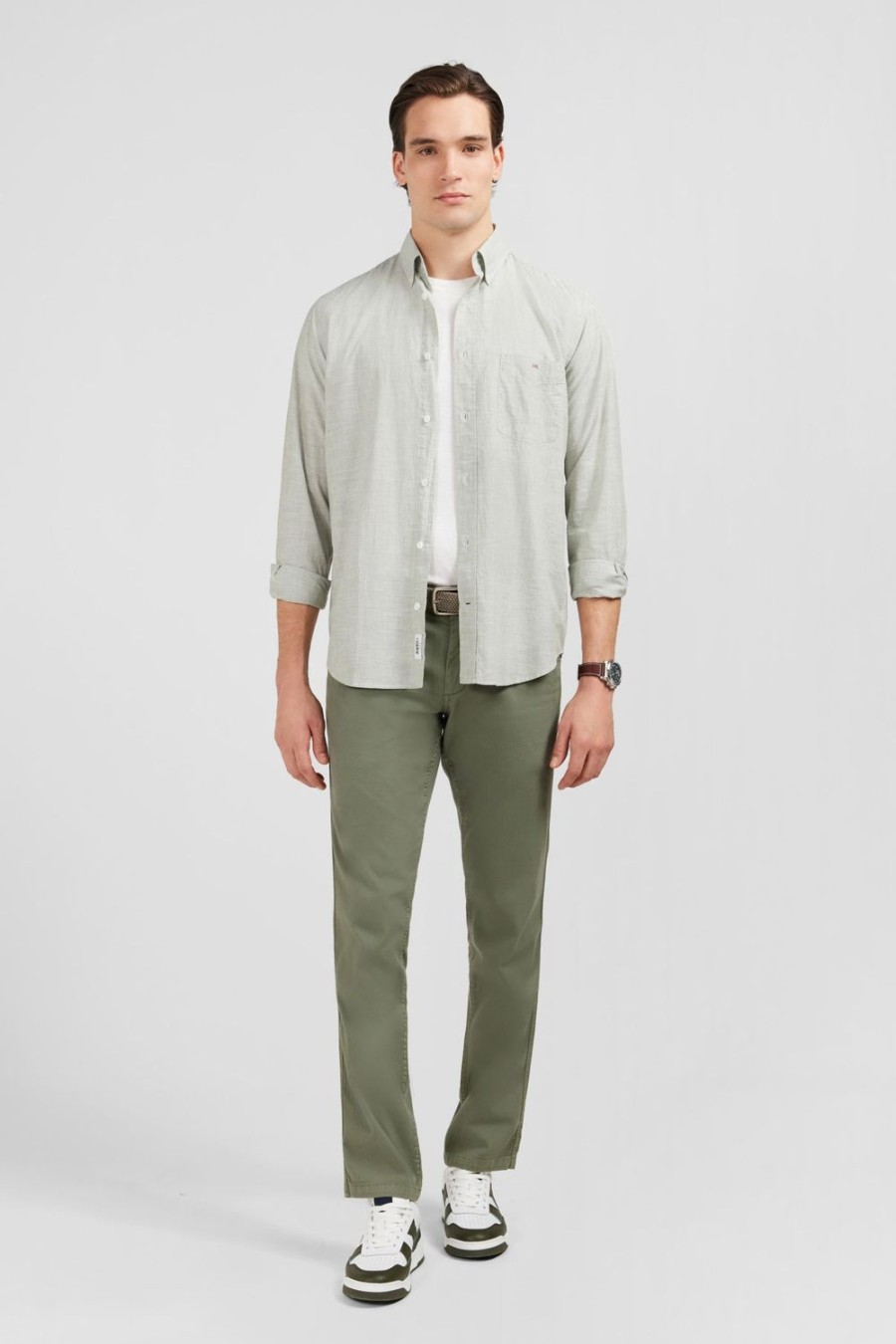 Eden Park Light Beige Shirt In Cotton Dobby | Shirts