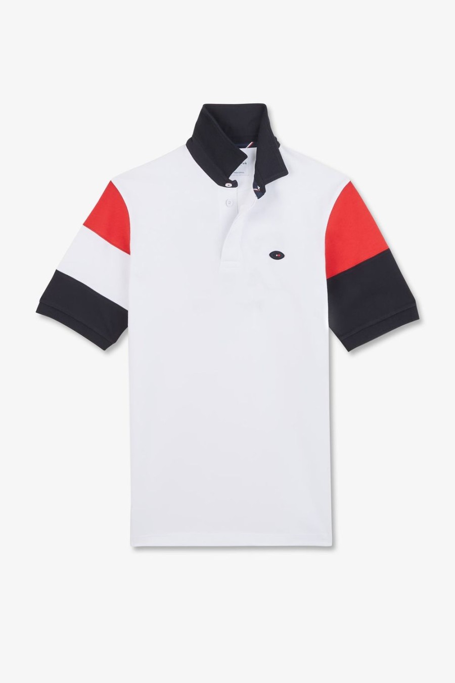 Eden Park White Colour-Block Short-Sleeved Polo Shirt With Xv De France Embroidery | Rugby Shirts