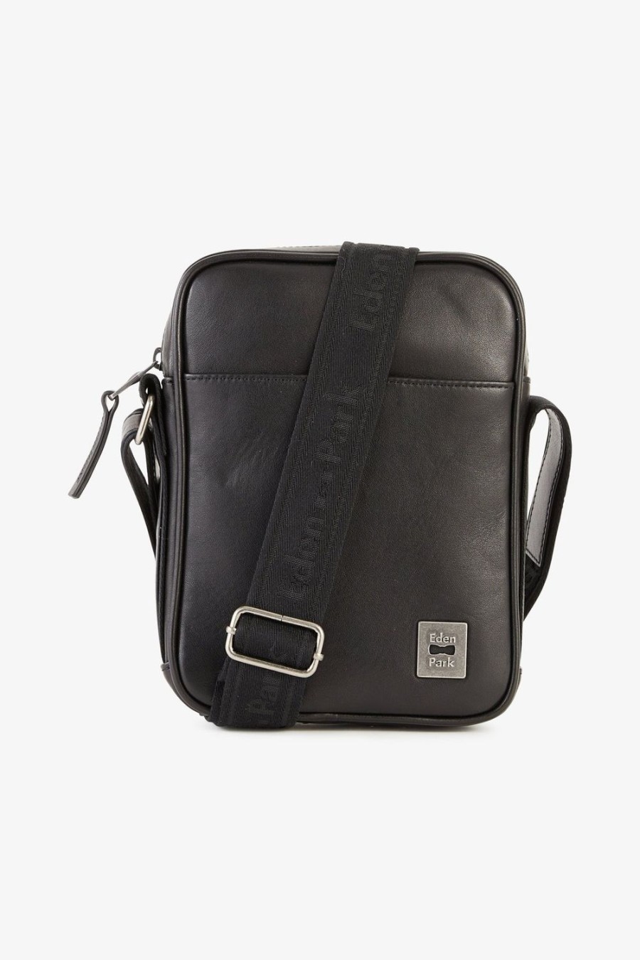 Eden Park Black Leather Rectangular Messenger Bag | Bags