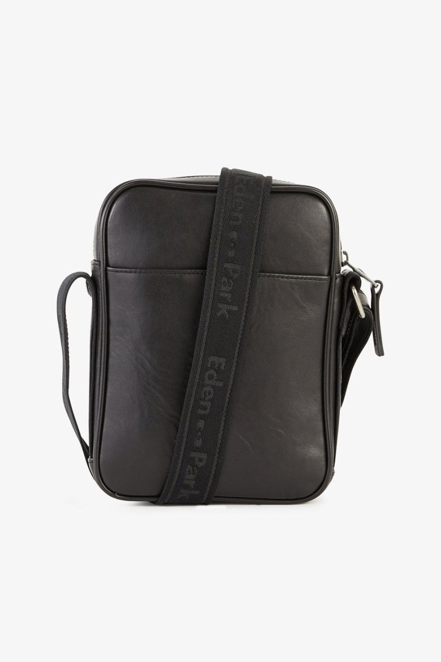 Eden Park Black Leather Rectangular Messenger Bag | Bags