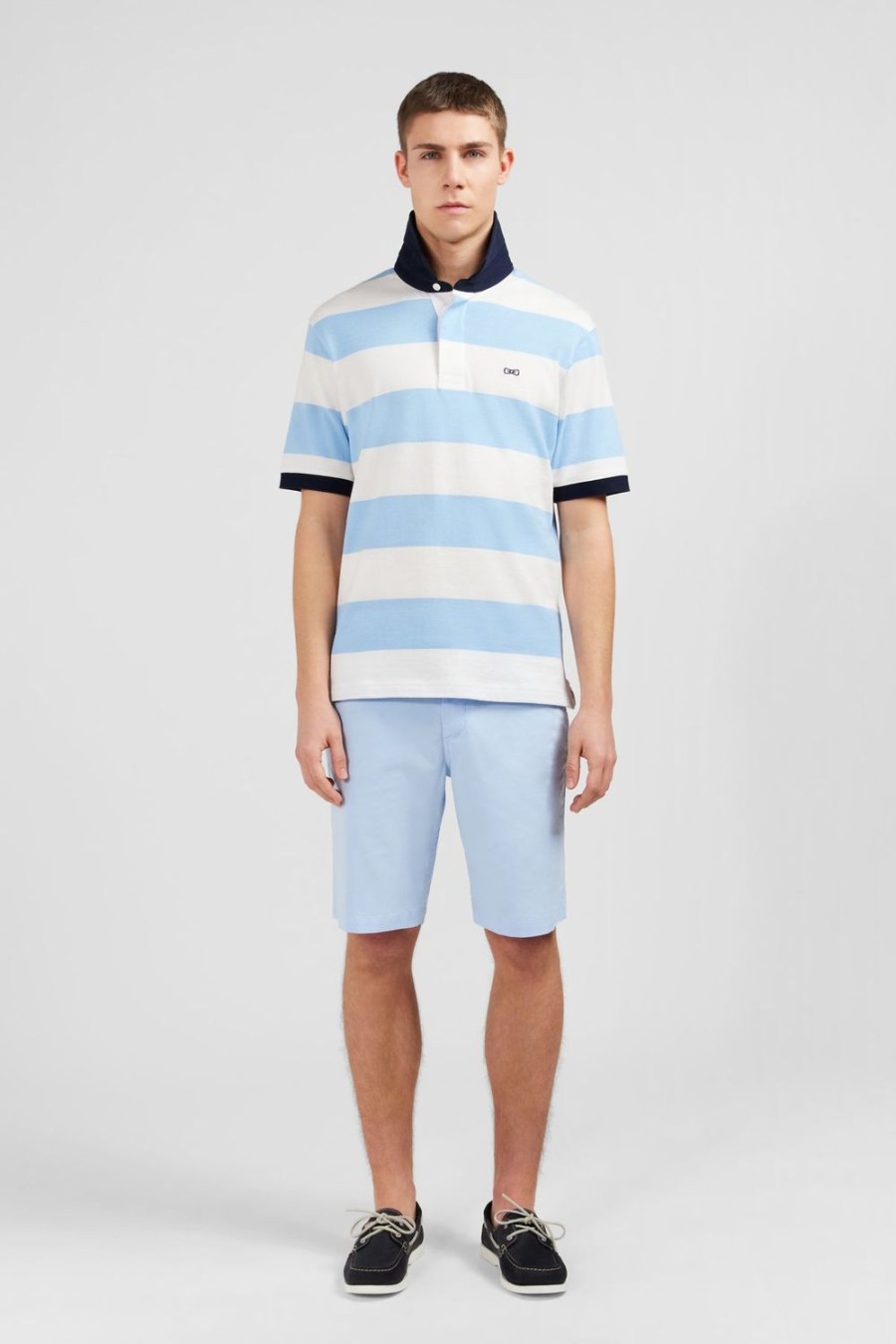 Eden Park Light Blue Striped Short-Sleeved Rugby Shirt | Rugby Shirts