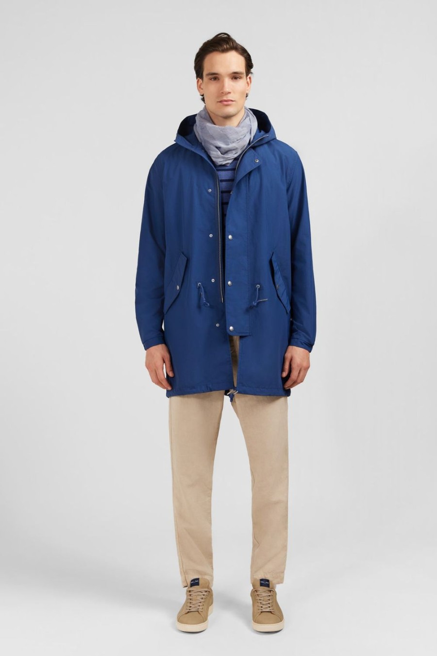 Eden Park Navy Cotton Blend Hooded Parka | Coats