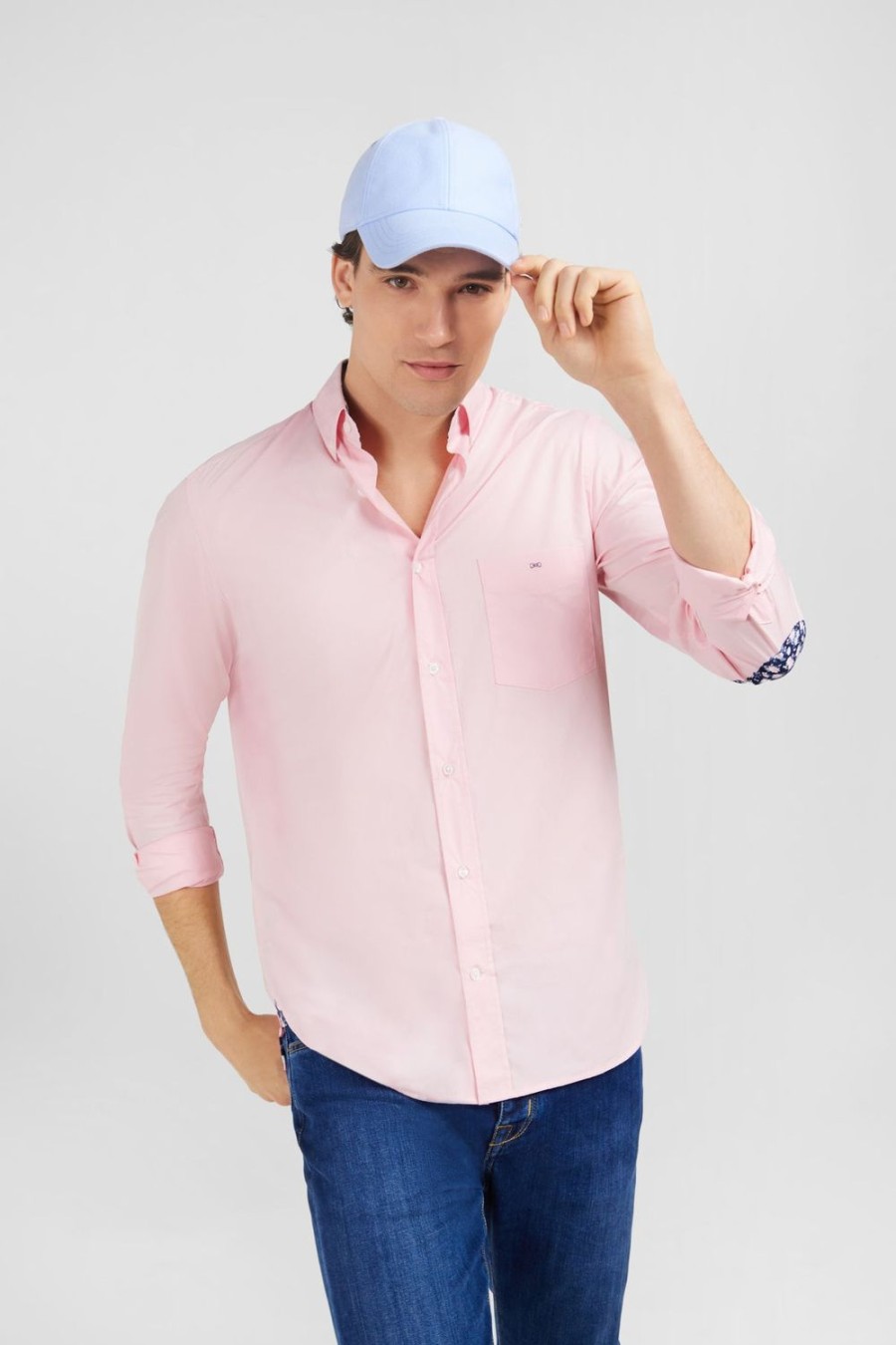 Eden Park Pink Shirt With Floral Elbow Patches | Shirts