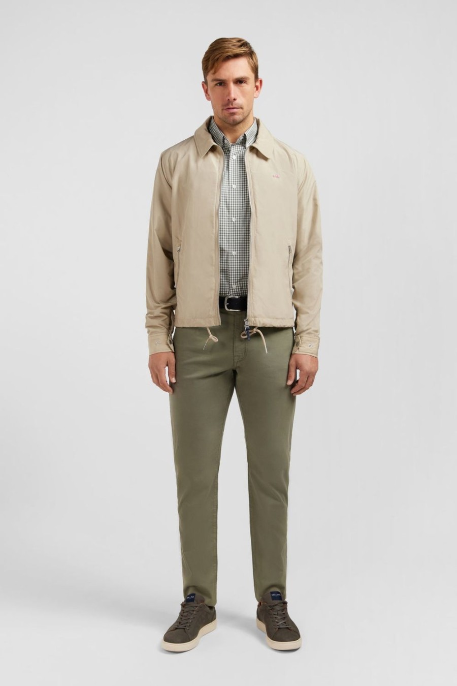 Eden Park Beige Zipped Jacket With Classic Collar | Coats