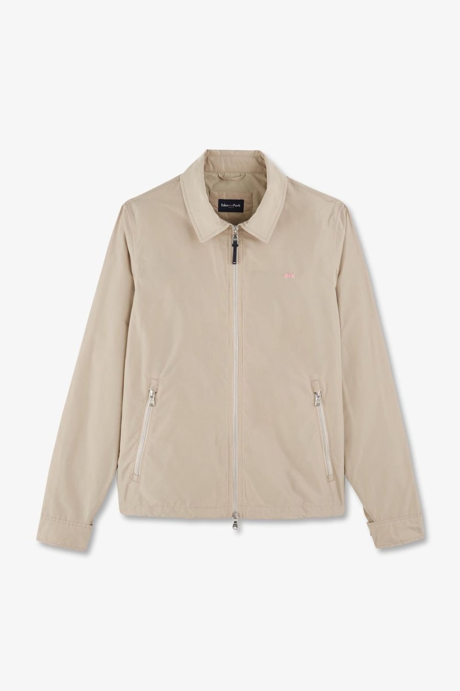 Eden Park Beige Zipped Jacket With Classic Collar | Coats