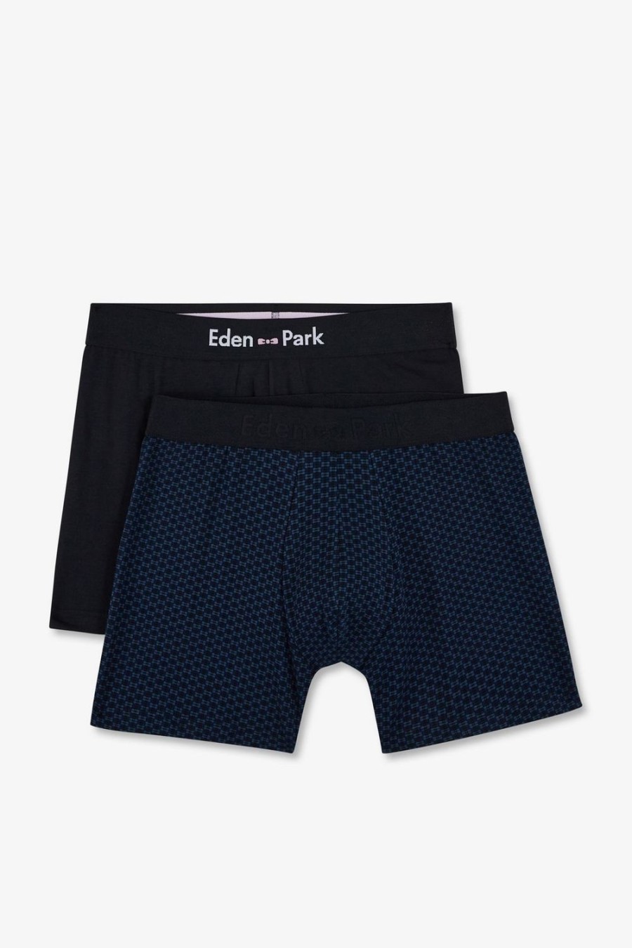 Eden Park Pack Of 2 Blue Boxer Shorts, Patterned Details And Plain | Underwear