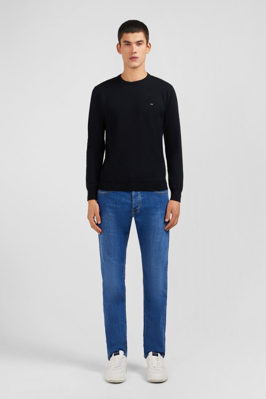 Eden Park Crew Black Cotton Jumper | Sweaters