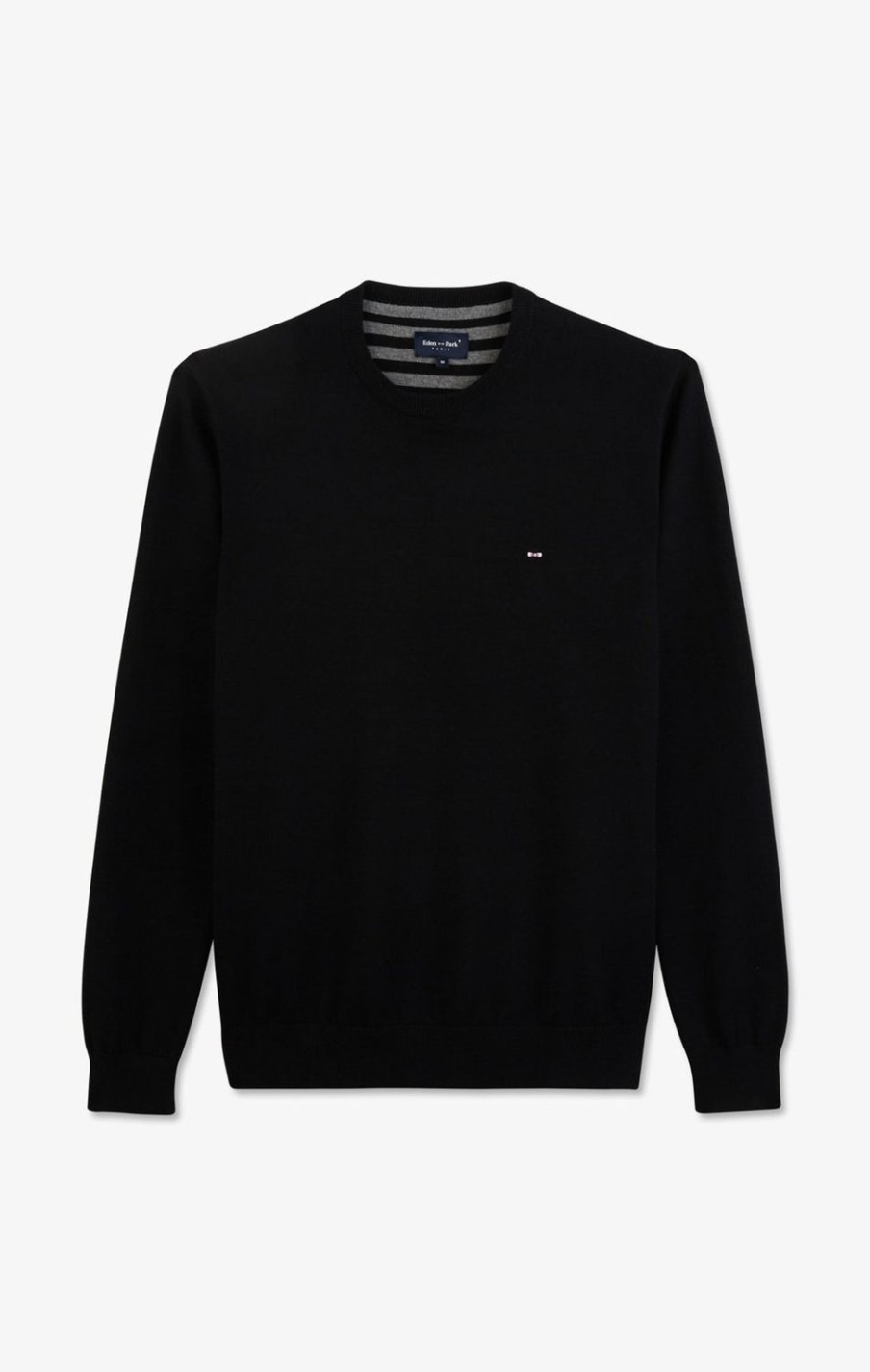 Eden Park Crew Black Cotton Jumper | Sweaters