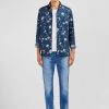 Eden Park Dark Blue Cotton Shirt With Flower Print | Shirts