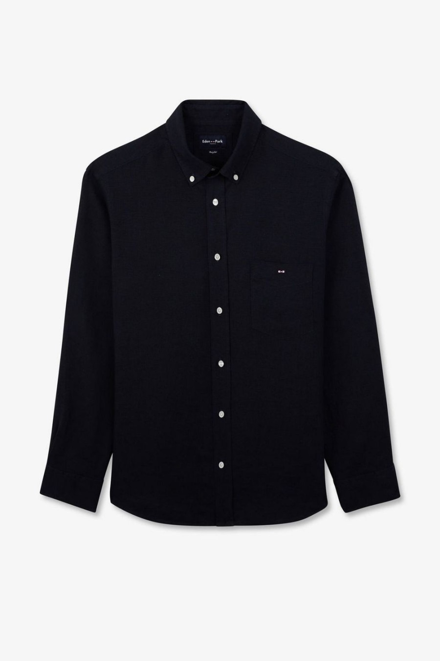 Eden Park Plain Navy Blue Linen Shirt | Shirts