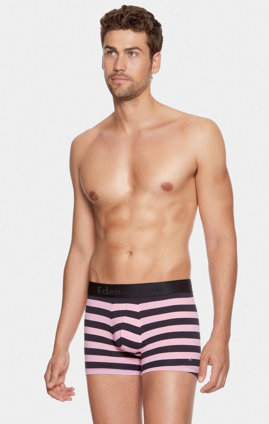 Eden Park Pack Of 2 Navy Blue, Pink Stripes And Plain Boxer Shorts | Underwear