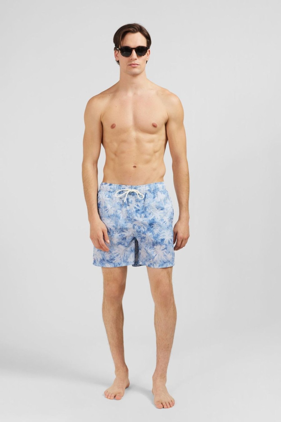 Eden Park Blue Swim Shorts With Palm Trees Print | Swimwear