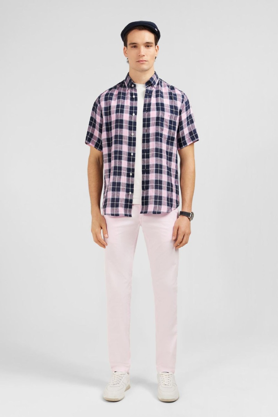 Eden Park Checked Pink Shirt | Short-Sleeved Shirts